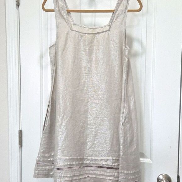 - C&C California Sleeveless Artesian  100% Linen Embroderied Midi Dress Small - Picture 6 of 6